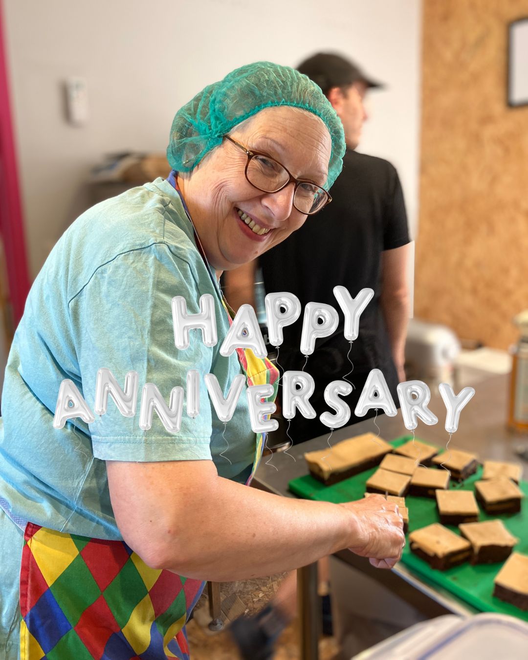 Our chief brownie box packer Super Sue is celebrating two years with us!